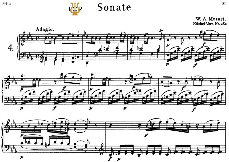 Piano Sonata No.4, K.282 in E-Flat Major, W.A Moza...