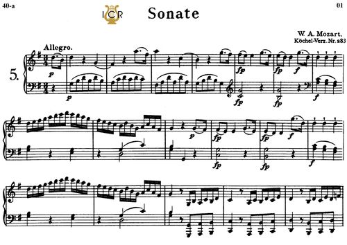 Piano Sonata No.5, K.283 in G Major, W.A Mozart, Breitkopf Urtext