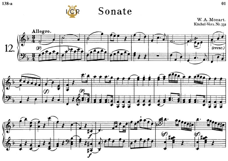 Piano Sonata No.12, K.332 in F Major, W.A Mozart, ...