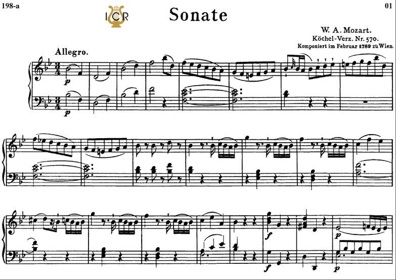 Piano Sonata No.17, K.570 in B-Flat Major, W.A Moz...