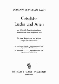 J.S. Bach Geistliche Lieder und arien, High Voice,...