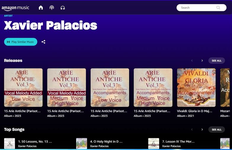 Xavier Palacios Piano Accompaniments on Amazon Mus...