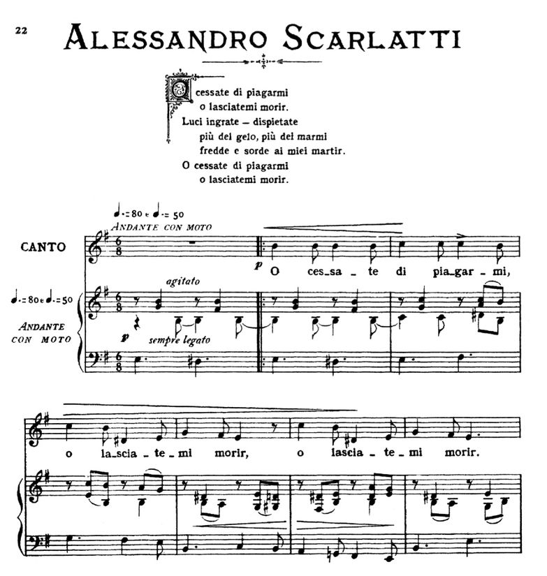 O cessate di piagarmi, Low Voice in E Minor, A.Sca...