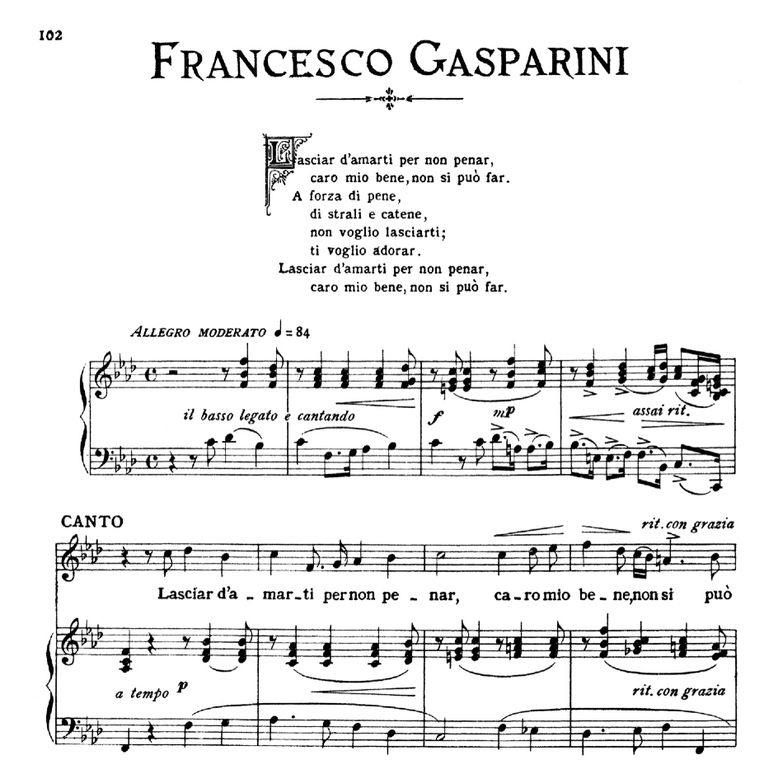 Lasciar d'amarti, Medium Voice in F Minor, F.Gaspa...