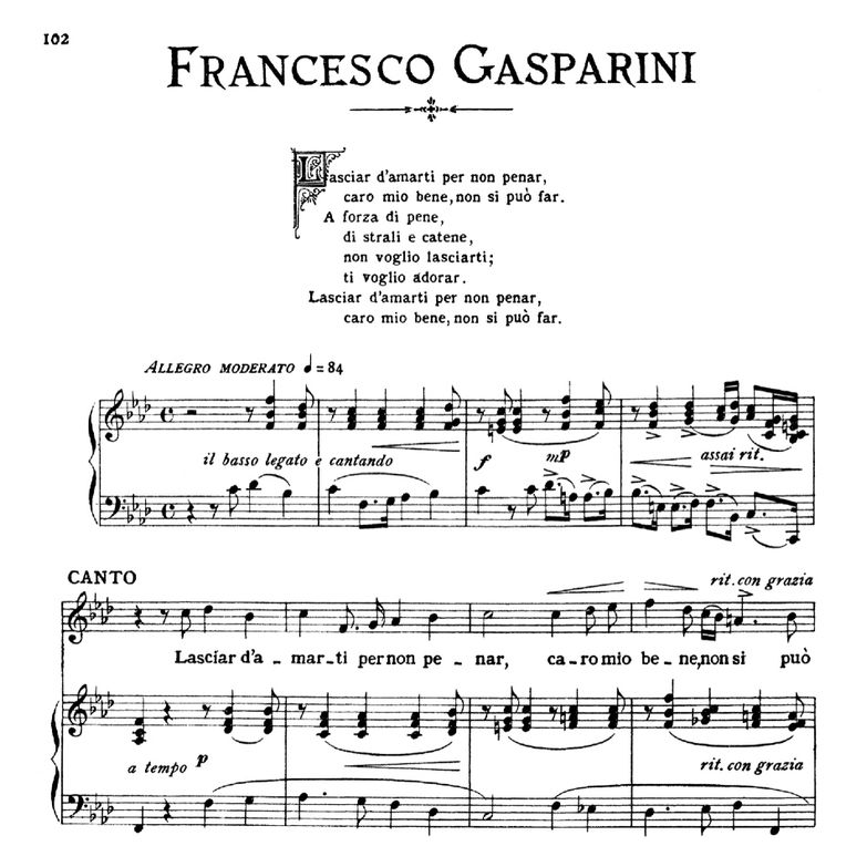 Lasciar d'amarti, Medium Voice in F Minor, F.Gaspa...