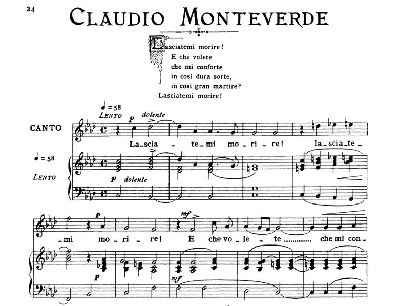 Lasciatemi morire, Medium or High Voice in F Minor...