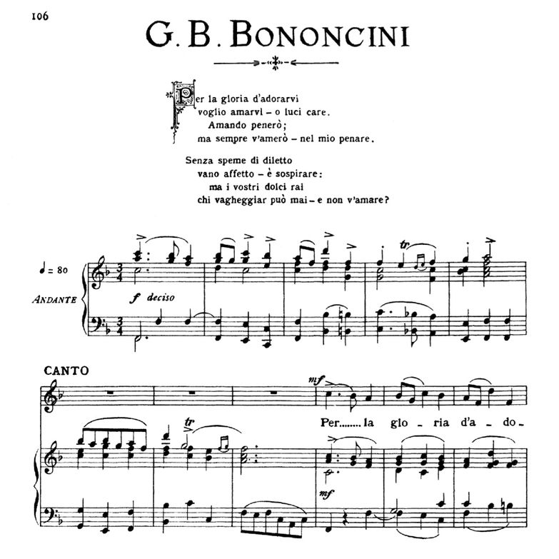 Per la gloria d'adorarvi, Medium Voice in F Major,...