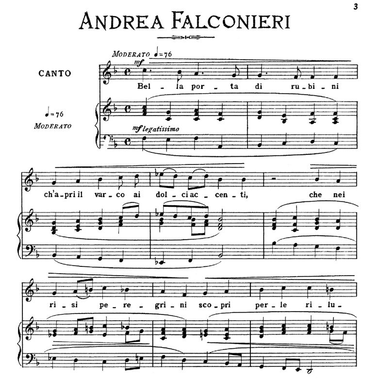 Bella porta di rubini, Low Voice in F Major, A.Fal...