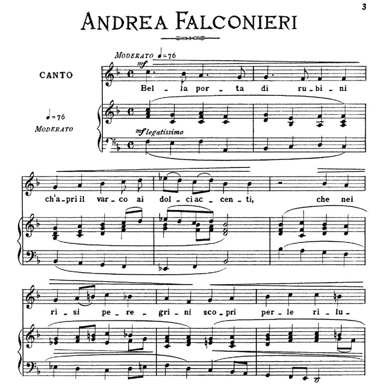 Bella porta di rubini, Low Voice in F Major, A.Fal...