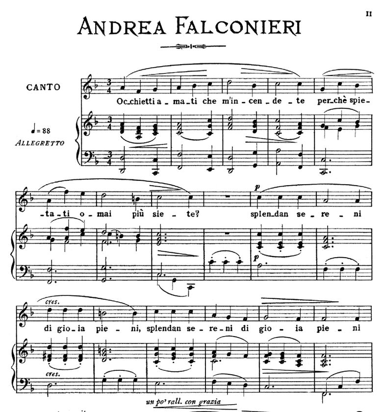 Occhietti amati, Medium Voice in F Major, A.Falcon...