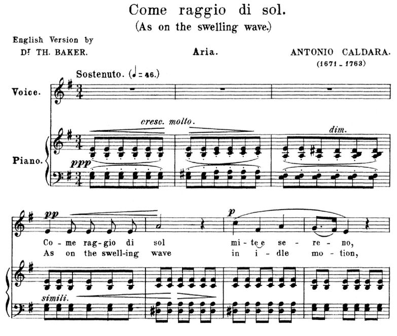 Come raggio di sol, Medium Voice in E Minor, A.Cal...