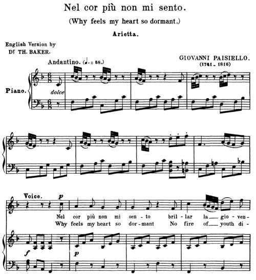 Nel Cor Piu Non Mi Sento High Voice In F Major G Paisiello Ed Schirmer Classicalsingerdownloads Com Nel Cor Piu Non Mi Sento High Voice In F Major G Paisiello Ed Schirmer Classicalsingerdownloads Com