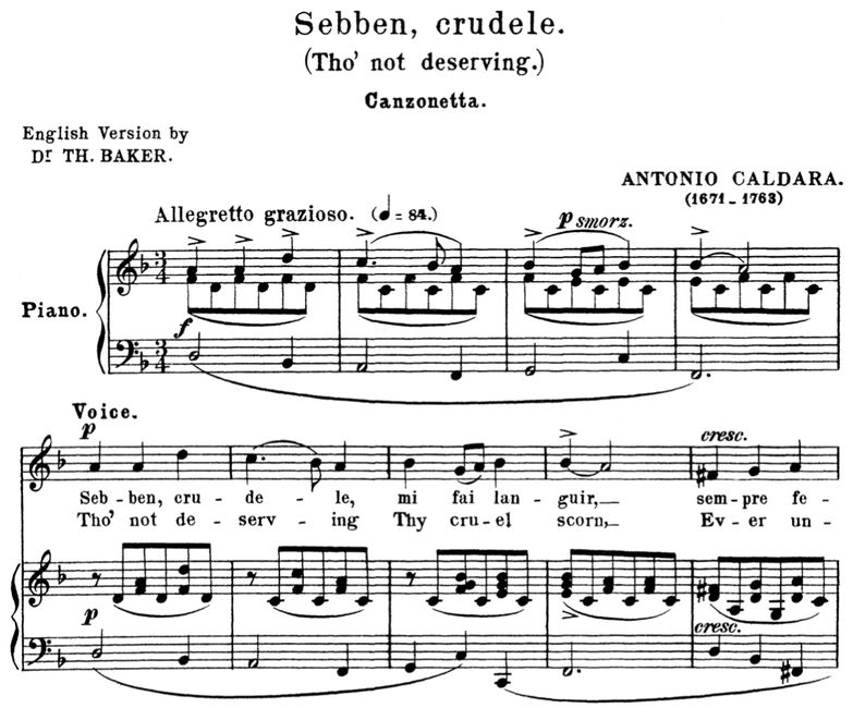 Sebben, crudele, Medium Voice in D Minor, A.Caldar...