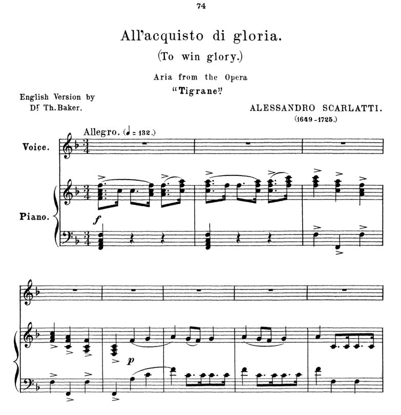 All'acquisto di gloria, High Voice in F Major, A.S...