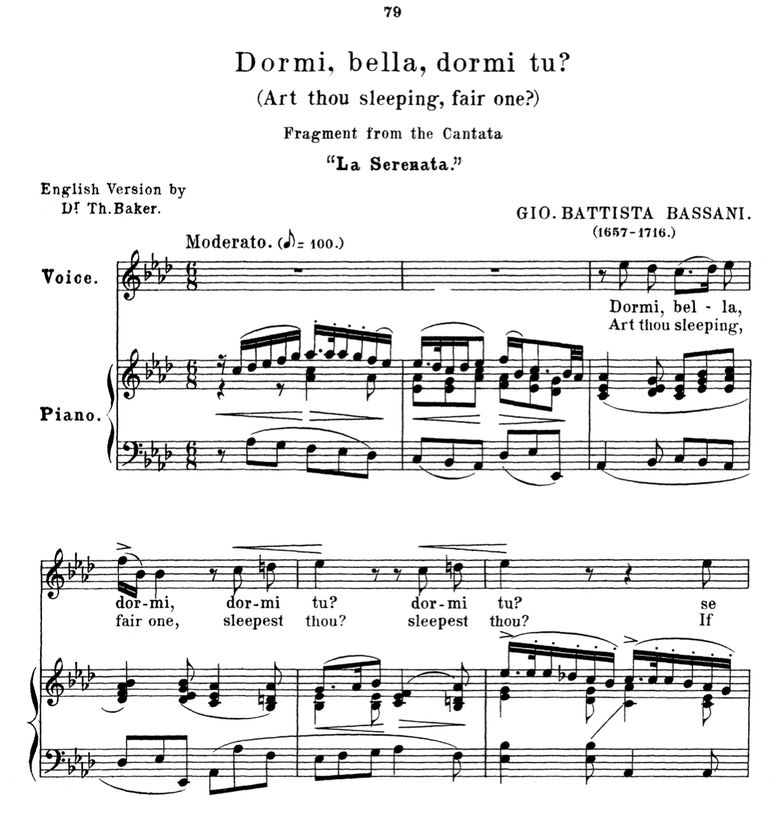 Dormi, bella, Medium Voice in A Flat Major, G.B.Ba...