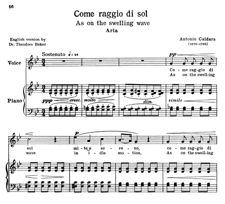 Come raggio di sol, High Voice in G Minor, A.Calda...