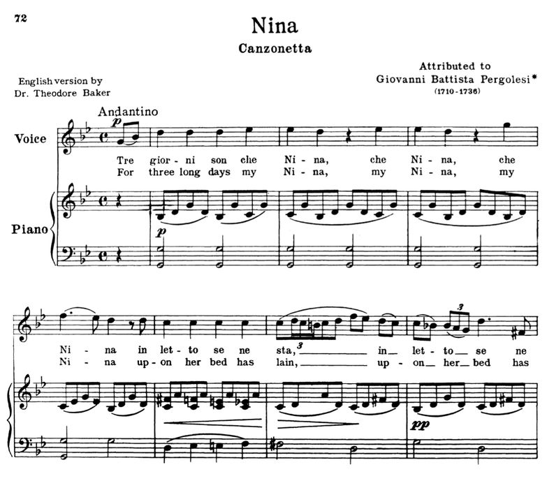 Nina, High Voice in G Minor, G.B.Pergolesi. Schirm...