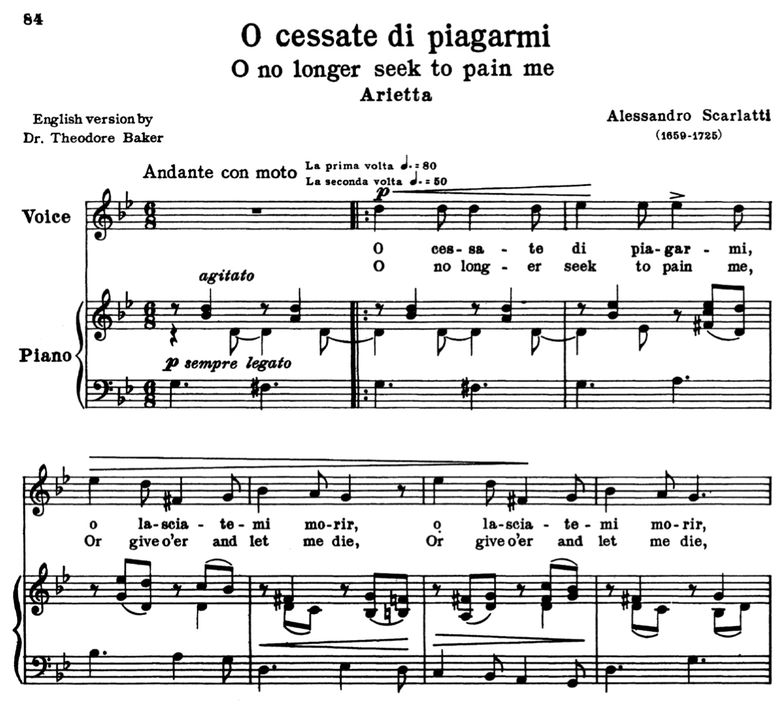 O cessate  di piagarmi, High Voice in G Minor, A S...