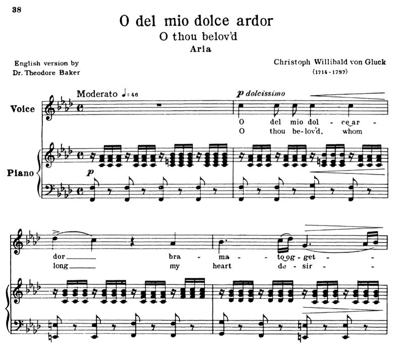 O del mio dolce ardor, High Voice in F Minor, C.W....