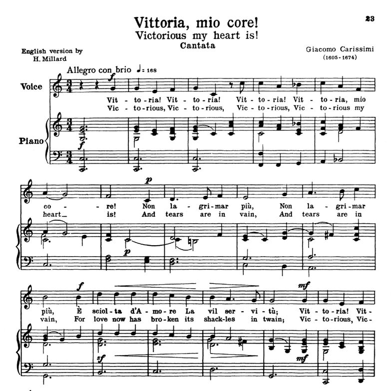 Vittoria, Mio core! Medium Voice in C Major, G.G.C...