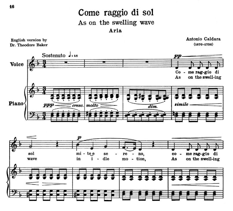 Come raggio di sol, Low Voice in D Minor, A.Caldar...