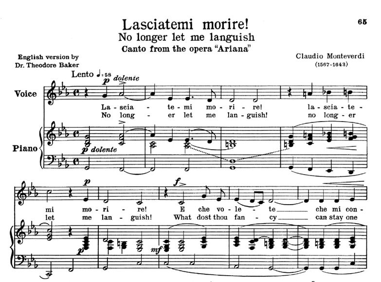 Lasciatemi morire, Low Voice in C Minor, C.Monteve...