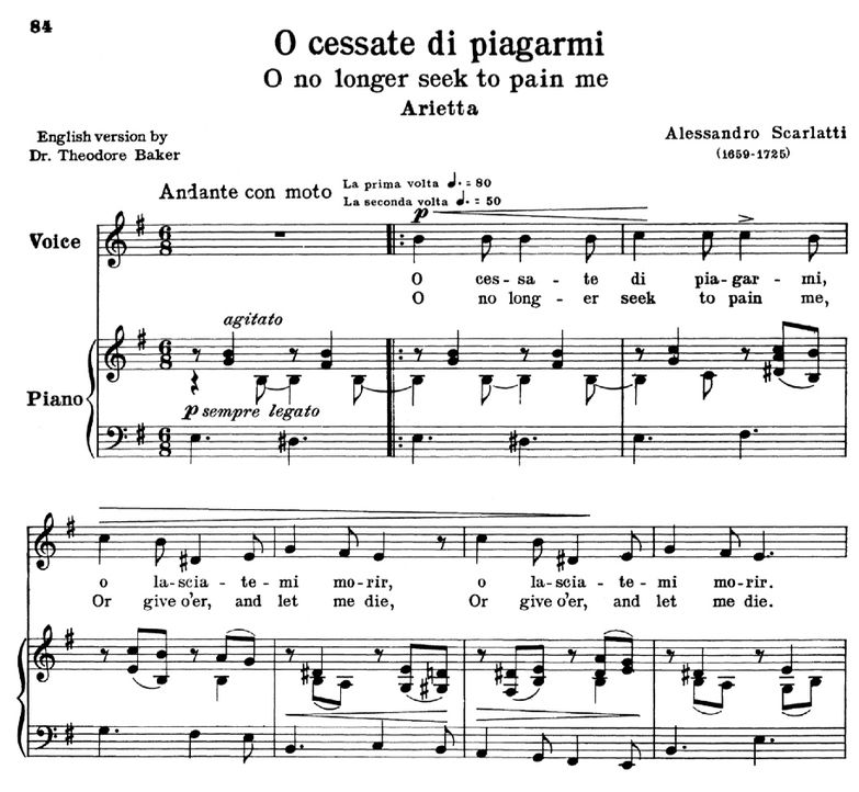 O cessate di piagarmi, Low Voice in E Minor, A.Sca...