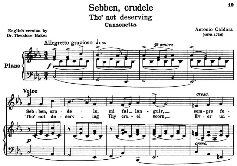 Sebben,crudele, Low Voice in C Minor, A.Caldara. (...