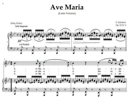 Ave Maria D 9 In B Flat Major Original Key Soprano Latin Version F Schubert For High Voice Digital Score After Peters Friedlaender Edition Pd Sheet Music Download Classicalsingerdownloads Com