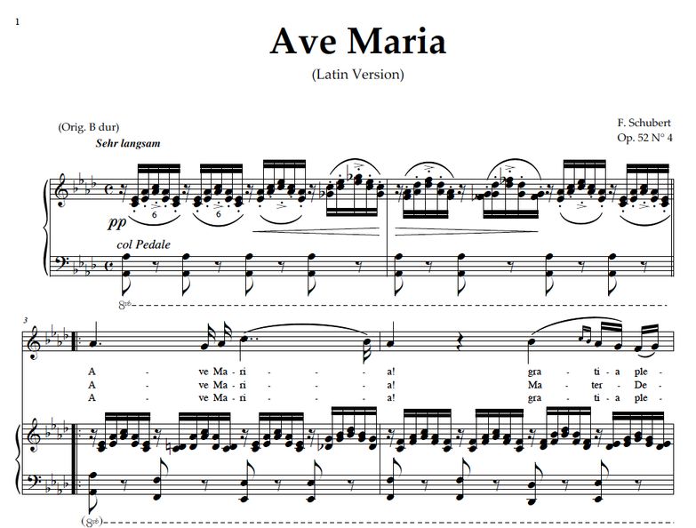 Ave Maria, D. 839 Transposition in A Flat Major (M...