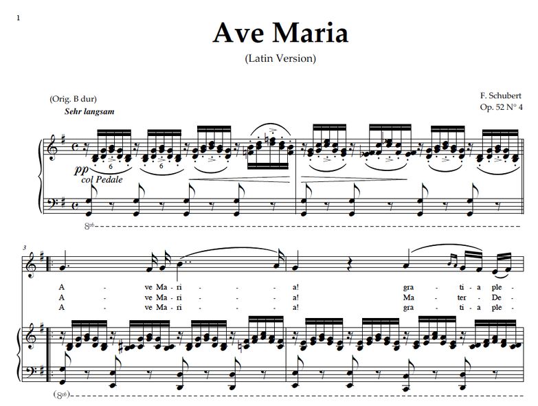 Ave Maria, D. 839 Transposition in G Major (Mezzo)...