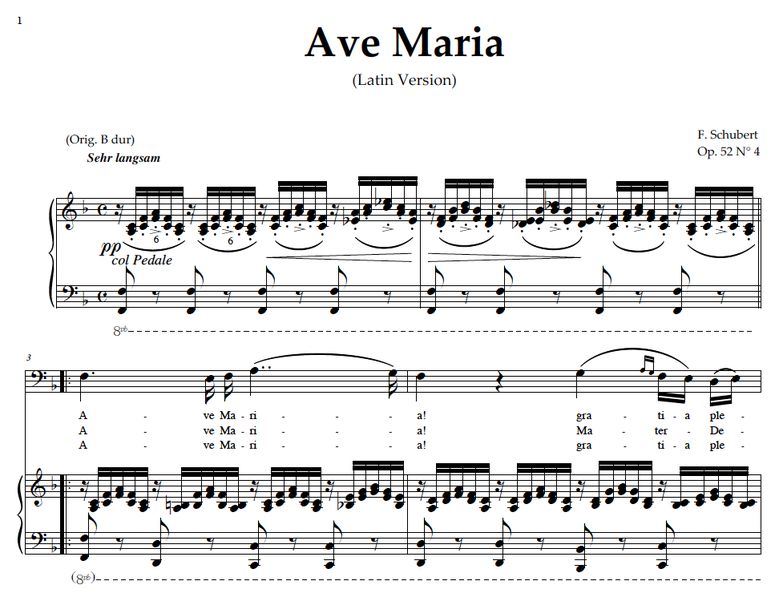 Ave Maria, D. 839; Transposition in F Major (Bass)...