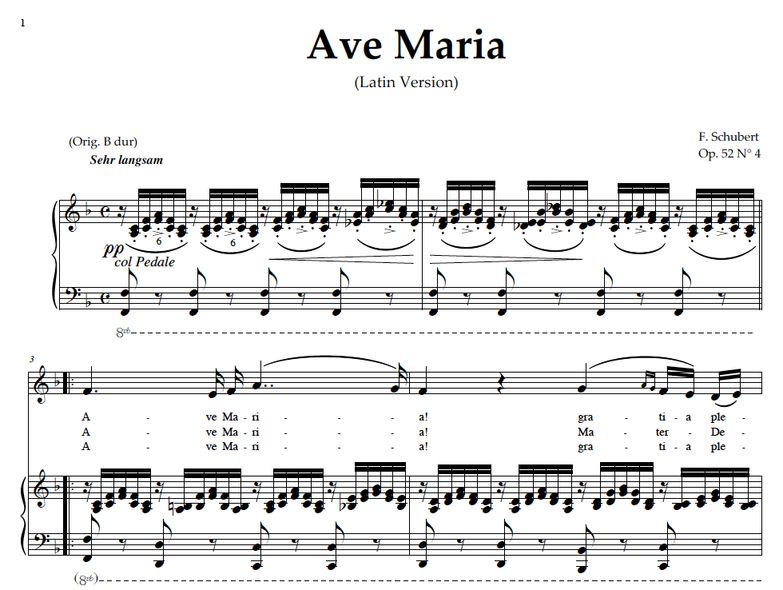 Ave Maria, D. 839,Transposition in F Major (Contra...
