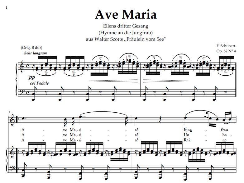 Ave Maria, "Ellens Gesang III", D. 839  in C Major...