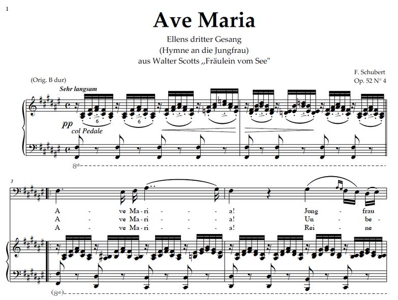 Ave Maria, "Ellens Gesang III", D. 839. in F Sharp...