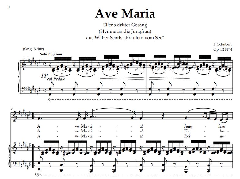 Ave Maria, "Ellens Gesang III", D. 839. in F Sharp...