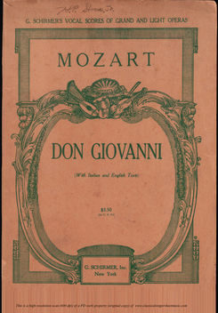 Don Giovanni, Ed. Schirmer (1900), Vocal Score. CO...