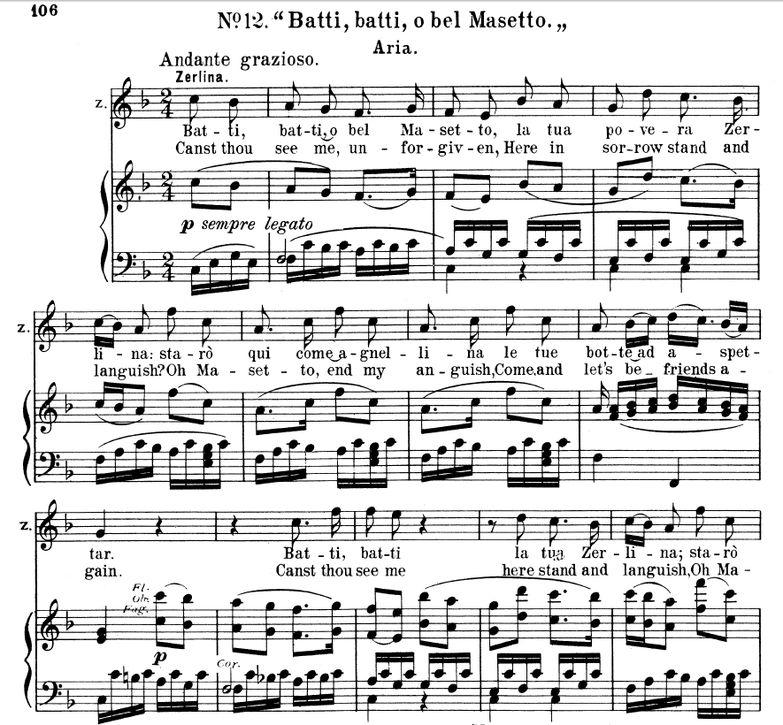 Batti, Batti, O Bel Masetto (Soprano/Mezzo Aria). ...