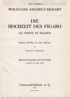 Die Hochzeit des Figaro (The Marriage of Figaro), ...