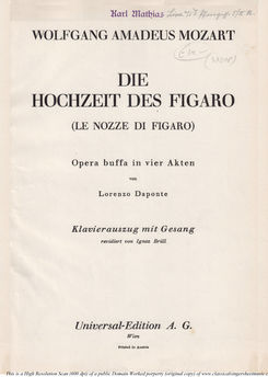 Die Hochzeit des Figaro (The Marriage of Figaro), ...