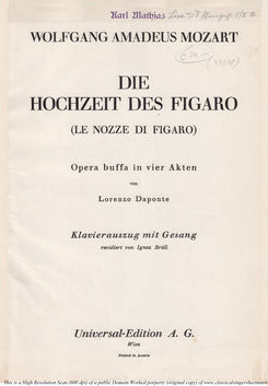 Die Hochzeit des Figaro (The Marriage of Figaro), ...