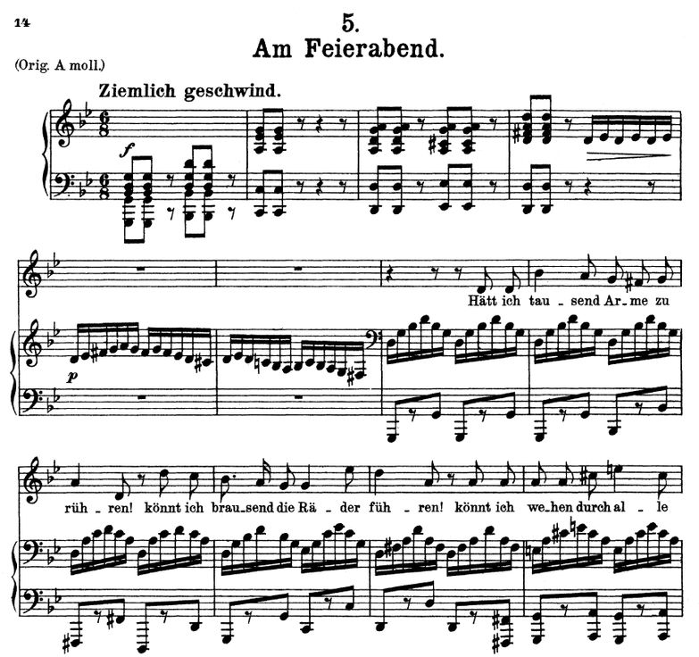 Am Feierabend, D.795-5 in G Minor. F. Schubert. Vo...