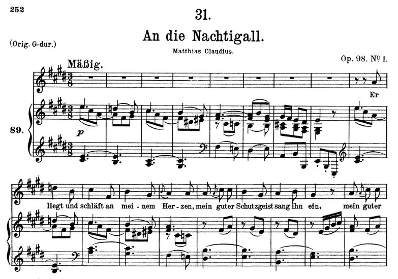 An die Nachtigall D.497 in E Major. F. Schubert. V...