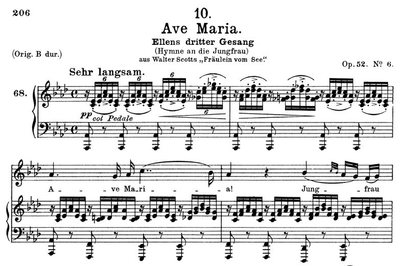 Ave Maria, "Ellens Gesang III", D. 839. in A Flat ...