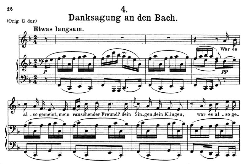 Danksagung an den Bach, D.795-4 in F Major. F. Sch...