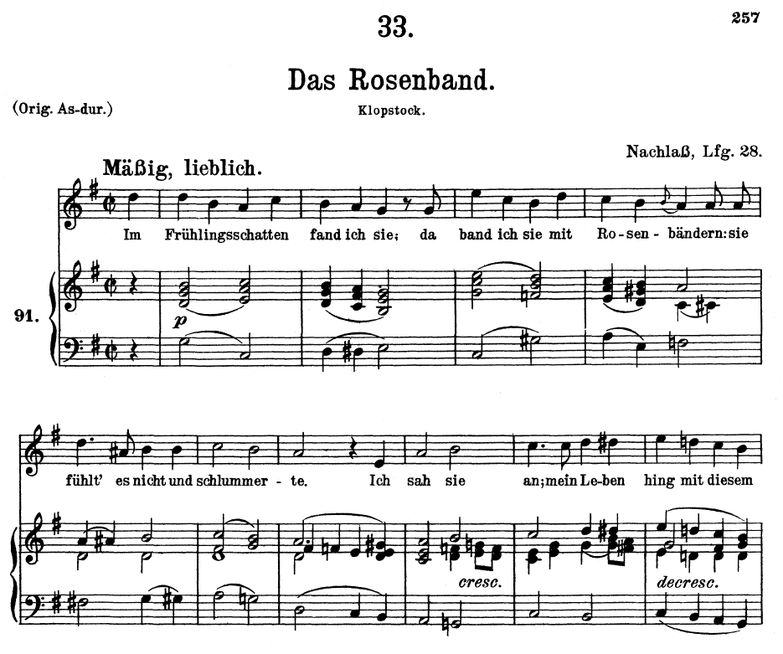Das Rosenband D.280 in G Major. F. Schubert. Vol I...