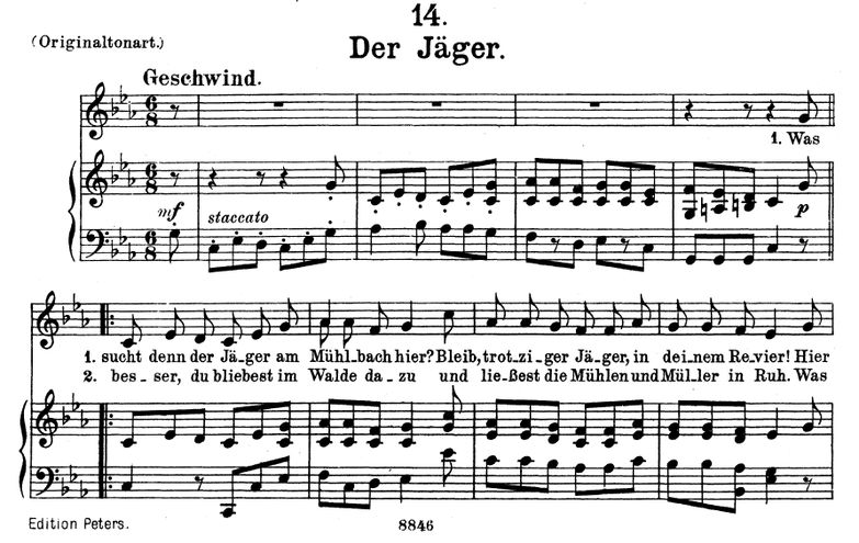 Der Jäger, D.795-14 in C Minor. F. Schubert. Vol I...