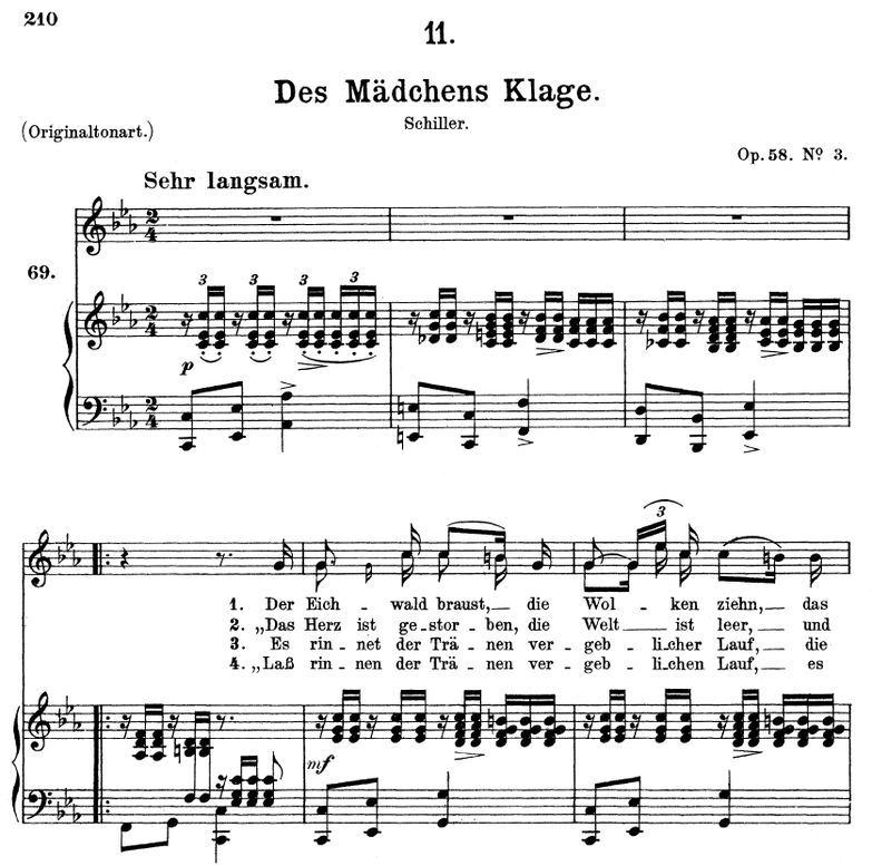 Des Mädchens Klage D.191 in C Minor. F. Schubert. ...