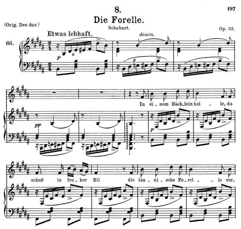 Die Forelle D.550 in B Major. F. Schubert. Vol I. ...