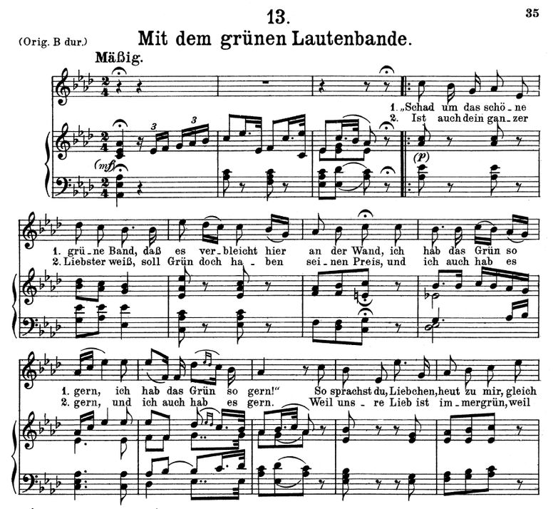 Mit dem grünen lautenbande D.795-13, Medium Voice ...